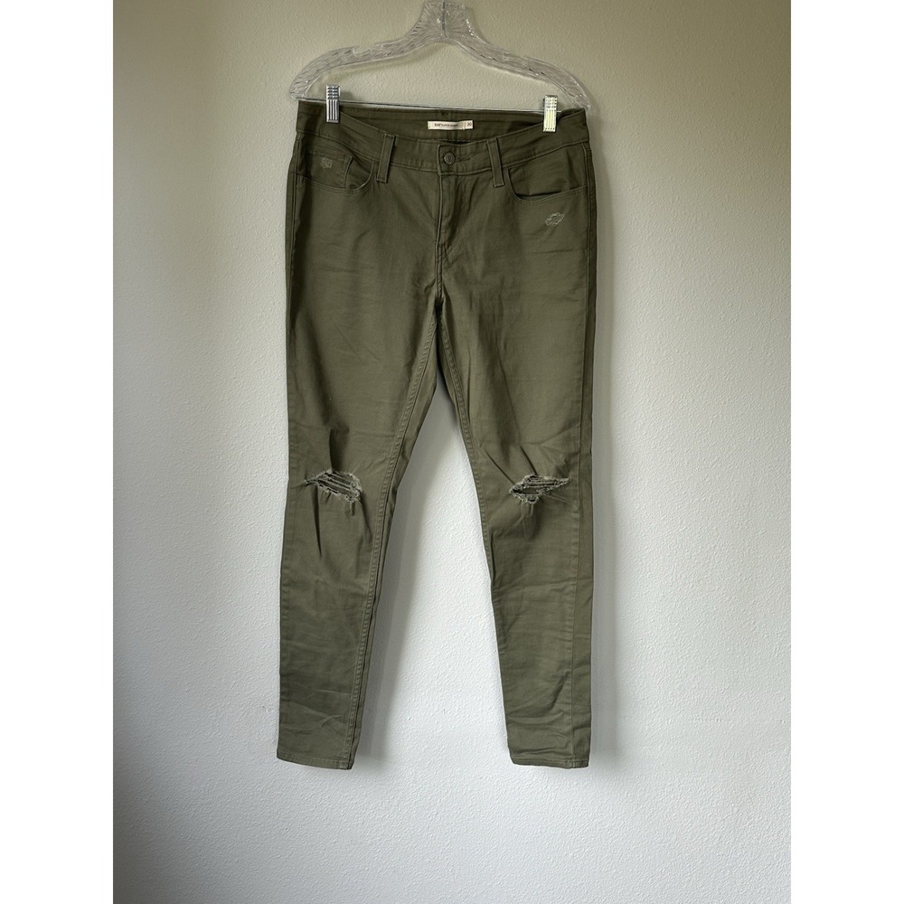 Levi's 535 Super Skinny‎ Jeans Women's 30 Green Mid Rise Cotton Distressed Pants
